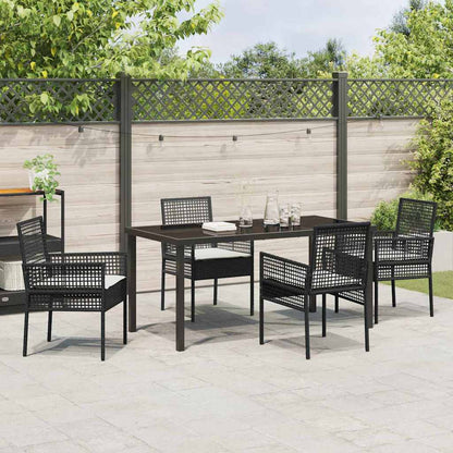 Garten Essgruppe mit Kissen 5 pcs Schwarz Poly Rattan