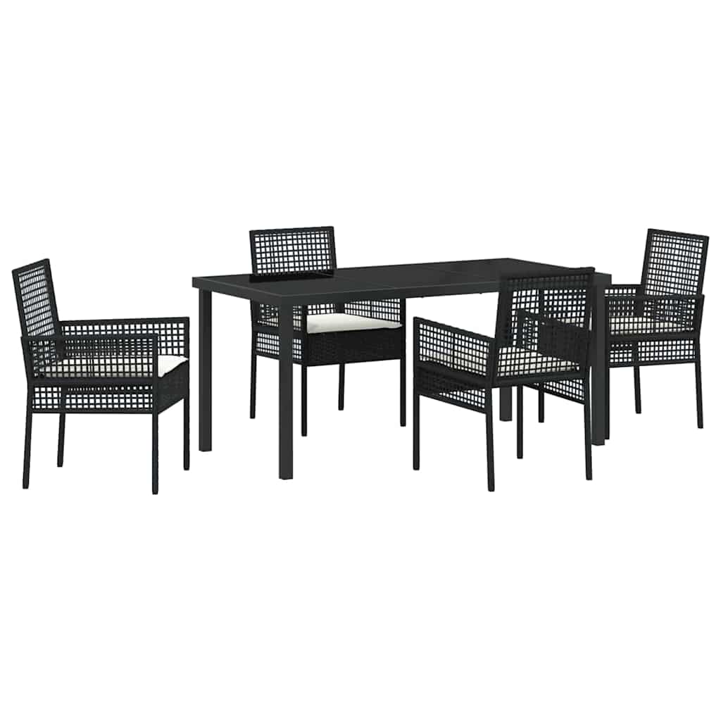 Garten Essgruppe mit Kissen 5 pcs Schwarz Poly Rattan