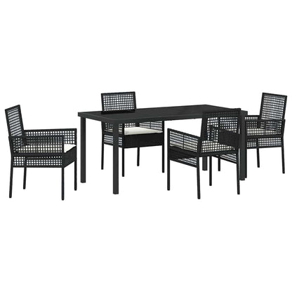 Garten Essgruppe mit Kissen 5 pcs Schwarz Poly Rattan