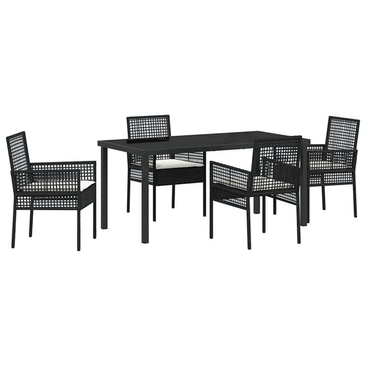Garten Essgruppe mit Kissen 5 pcs Schwarz Poly Rattan