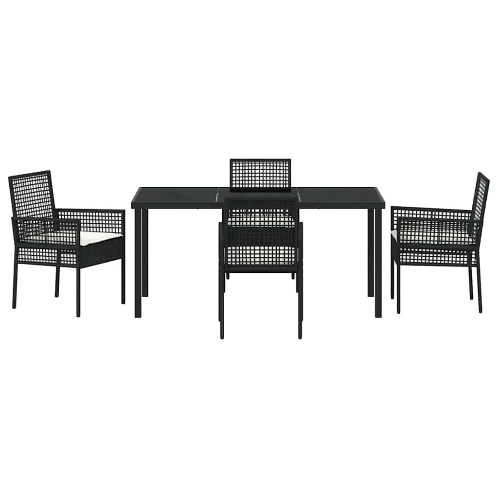 Garten Essgruppe mit Kissen 5 pcs Schwarz Poly Rattan