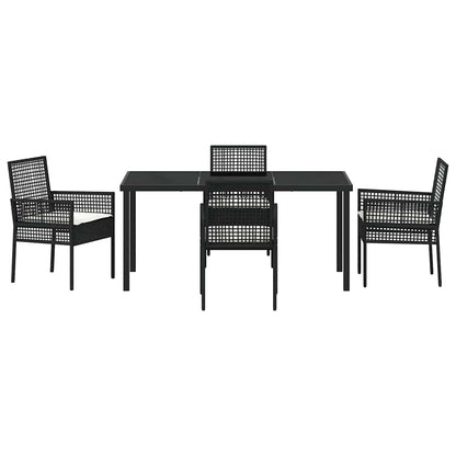Garten Essgruppe mit Kissen 5 pcs Schwarz Poly Rattan