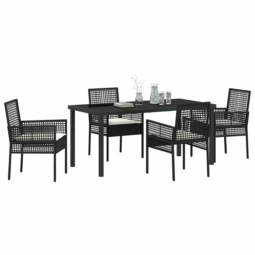 Garten Essgruppe mit Kissen 5 pcs Schwarz Poly Rattan