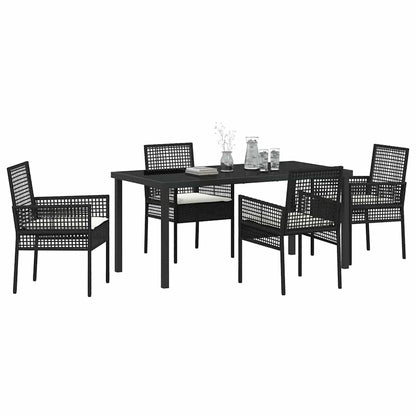 Garten Essgruppe mit Kissen 5 pcs Schwarz Poly Rattan