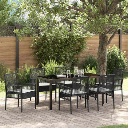 Garten Essgruppe mit Kissen 7 pcs Schwarz Poly Rattan