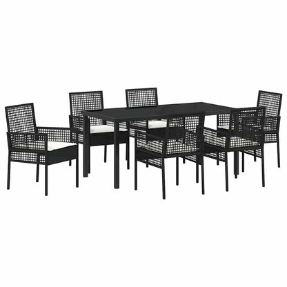 Garten Essgruppe mit Kissen 7 pcs Schwarz Poly Rattan