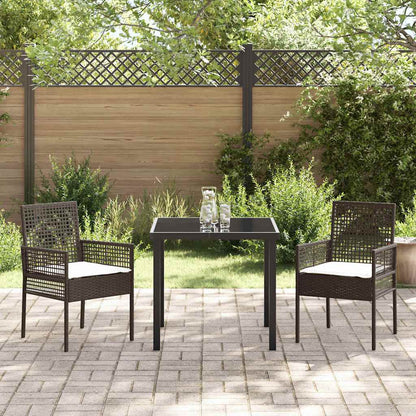 Garten Essgruppe mit Kissen 3 pcs Braun Poly Rattan
