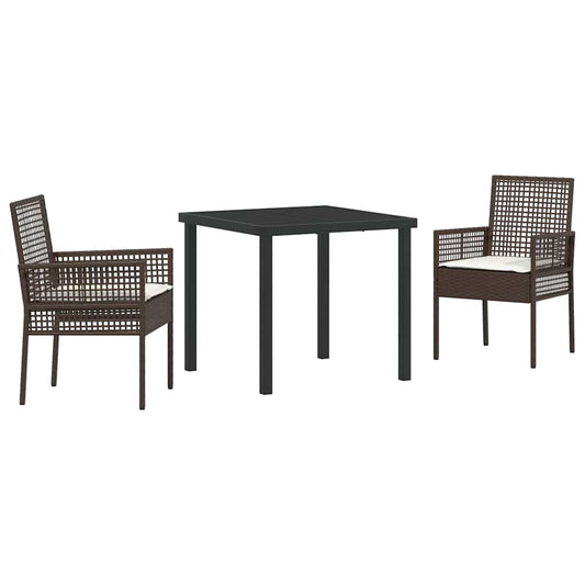 Garten Essgruppe mit Kissen 3 pcs Braun Poly Rattan