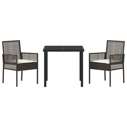 Garten Essgruppe mit Kissen 3 pcs Braun Poly Rattan