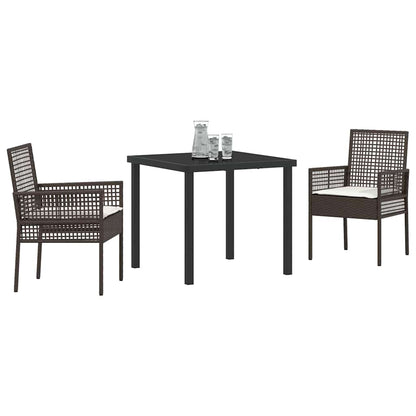 Garten Essgruppe mit Kissen 3 pcs Braun Poly Rattan