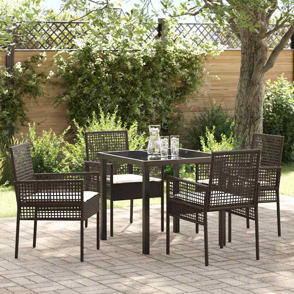 Garten Essgruppe mit Kissen 5 pcs Braun Poly Rattan