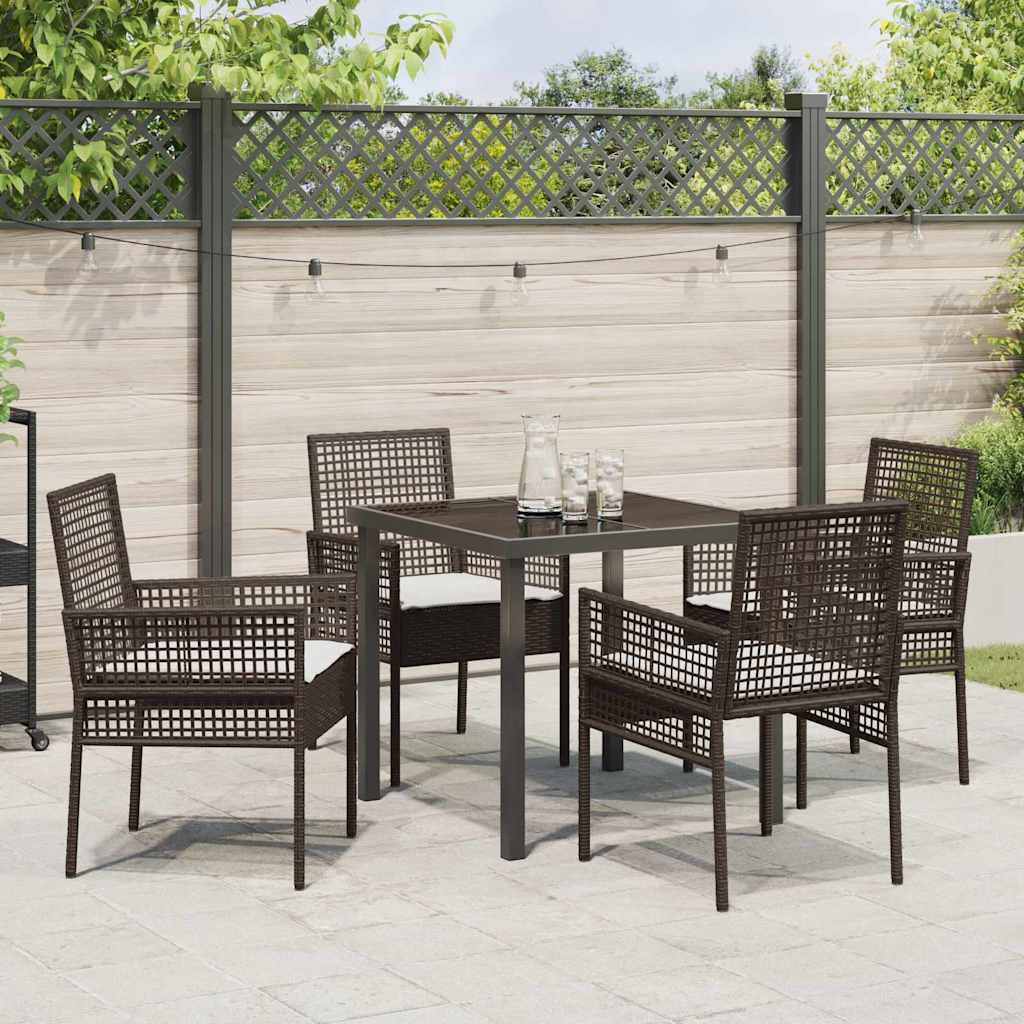 Garten Essgruppe mit Kissen 5 pcs Braun Poly Rattan