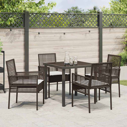 Garten Essgruppe mit Kissen 5 pcs Braun Poly Rattan