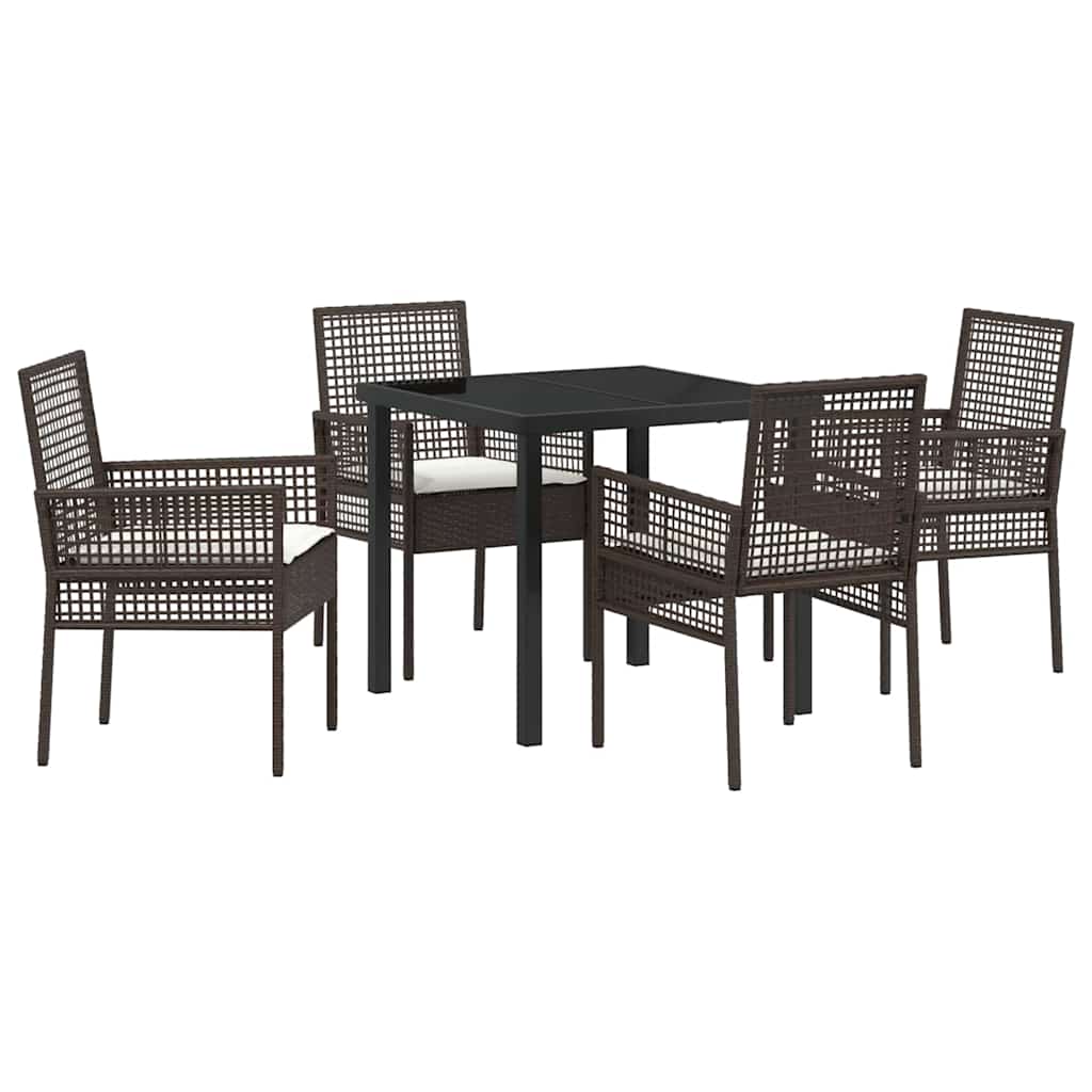 Garten Essgruppe mit Kissen 5 pcs Braun Poly Rattan