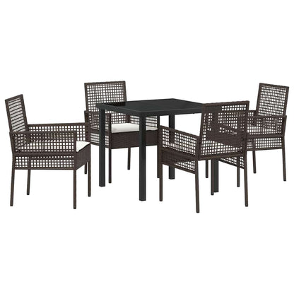 Garten Essgruppe mit Kissen 5 pcs Braun Poly Rattan
