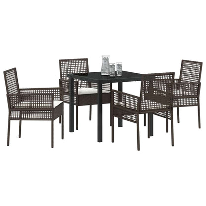 Garten Essgruppe mit Kissen 5 pcs Braun Poly Rattan