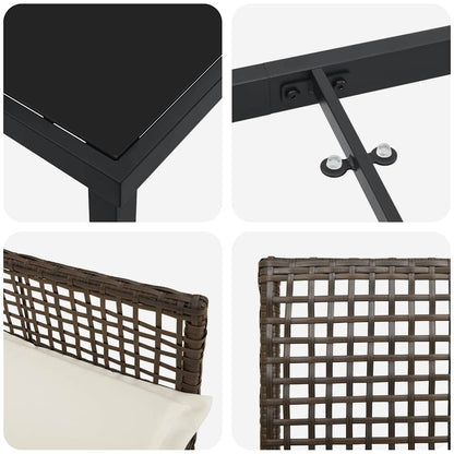 Garten Essgruppe mit Kissen 5 pcs Braun Poly Rattan