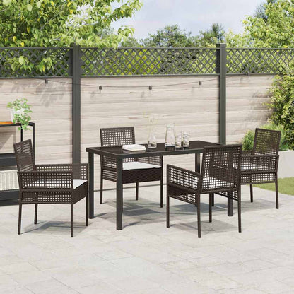 Garten Essgruppe mit Kissen 5 pcs Braun Poly Rattan
