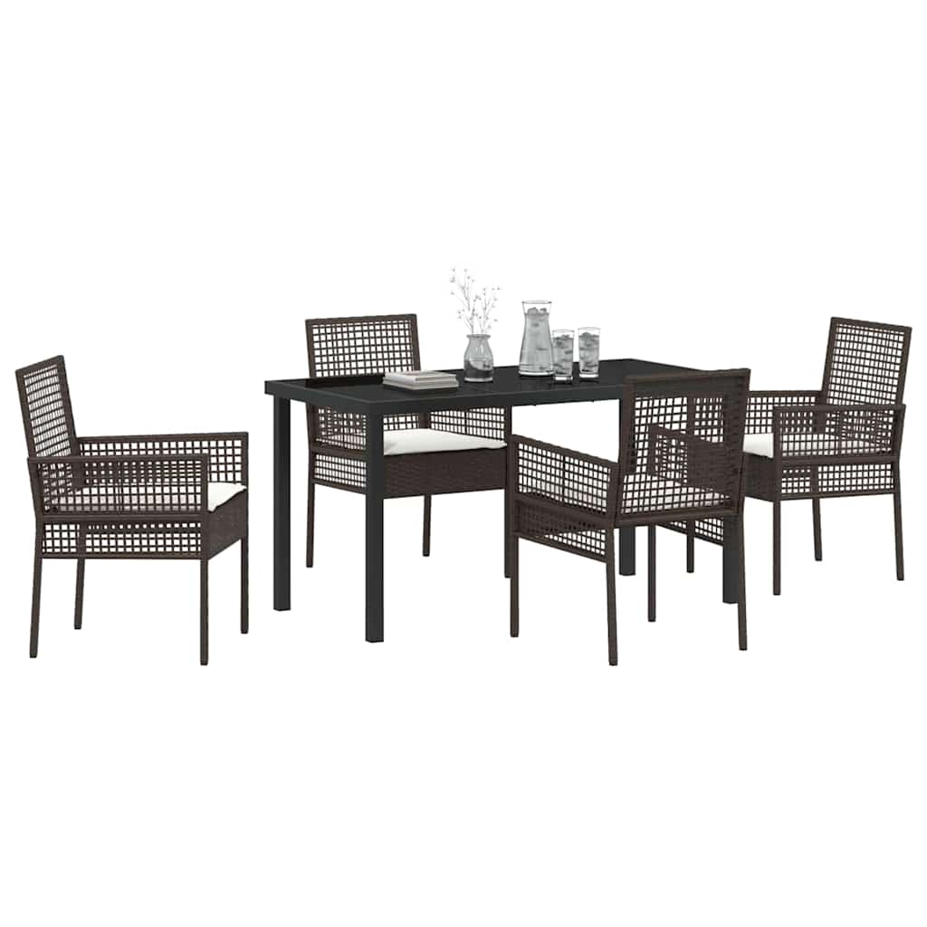 Garten Essgruppe mit Kissen 5 pcs Braun Poly Rattan