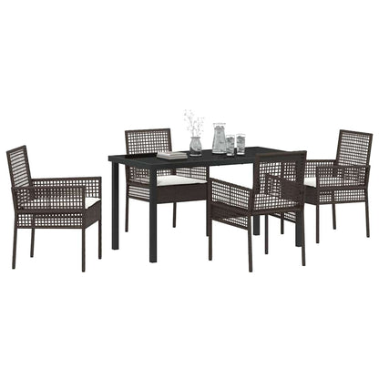 Garten Essgruppe mit Kissen 5 pcs Braun Poly Rattan