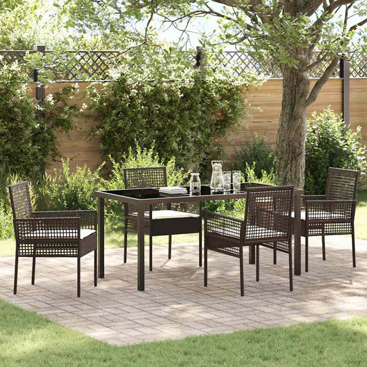 Garten Essgruppe mit Kissen 5 pcs Braun Poly Rattan
