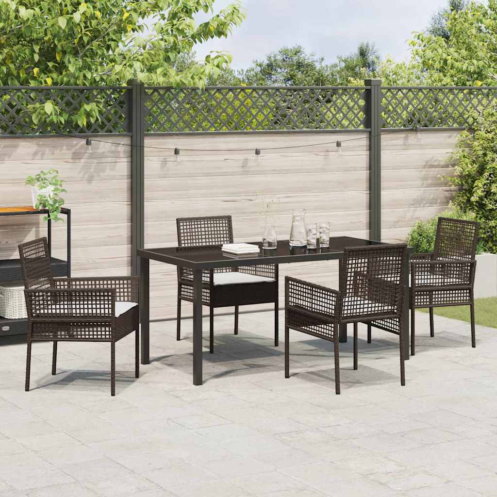 Garten Essgruppe mit Kissen 5 pcs Braun Poly Rattan