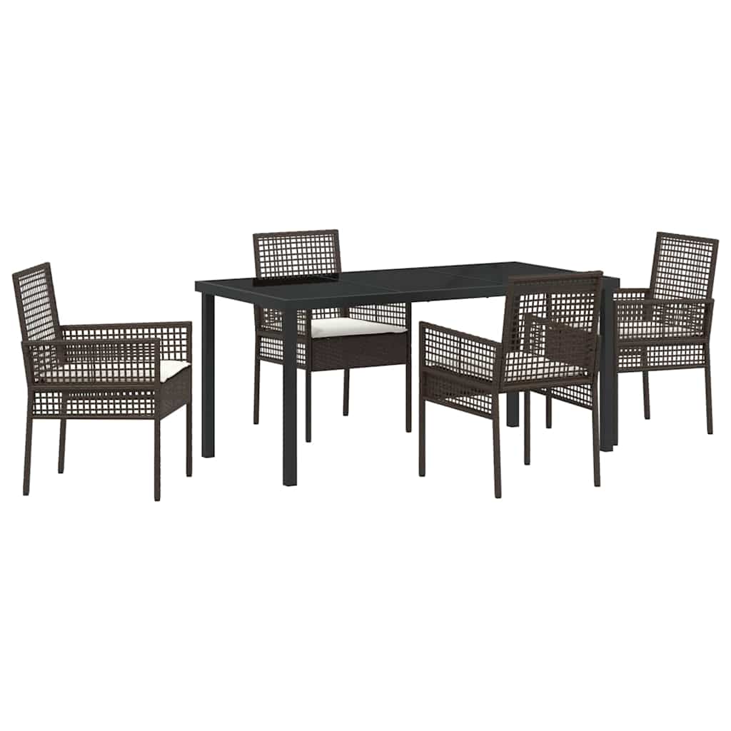 Garten Essgruppe mit Kissen 5 pcs Braun Poly Rattan