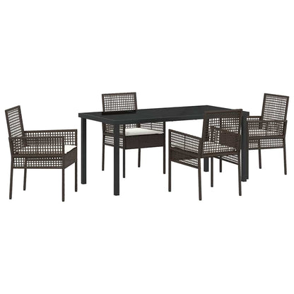 Garten Essgruppe mit Kissen 5 pcs Braun Poly Rattan