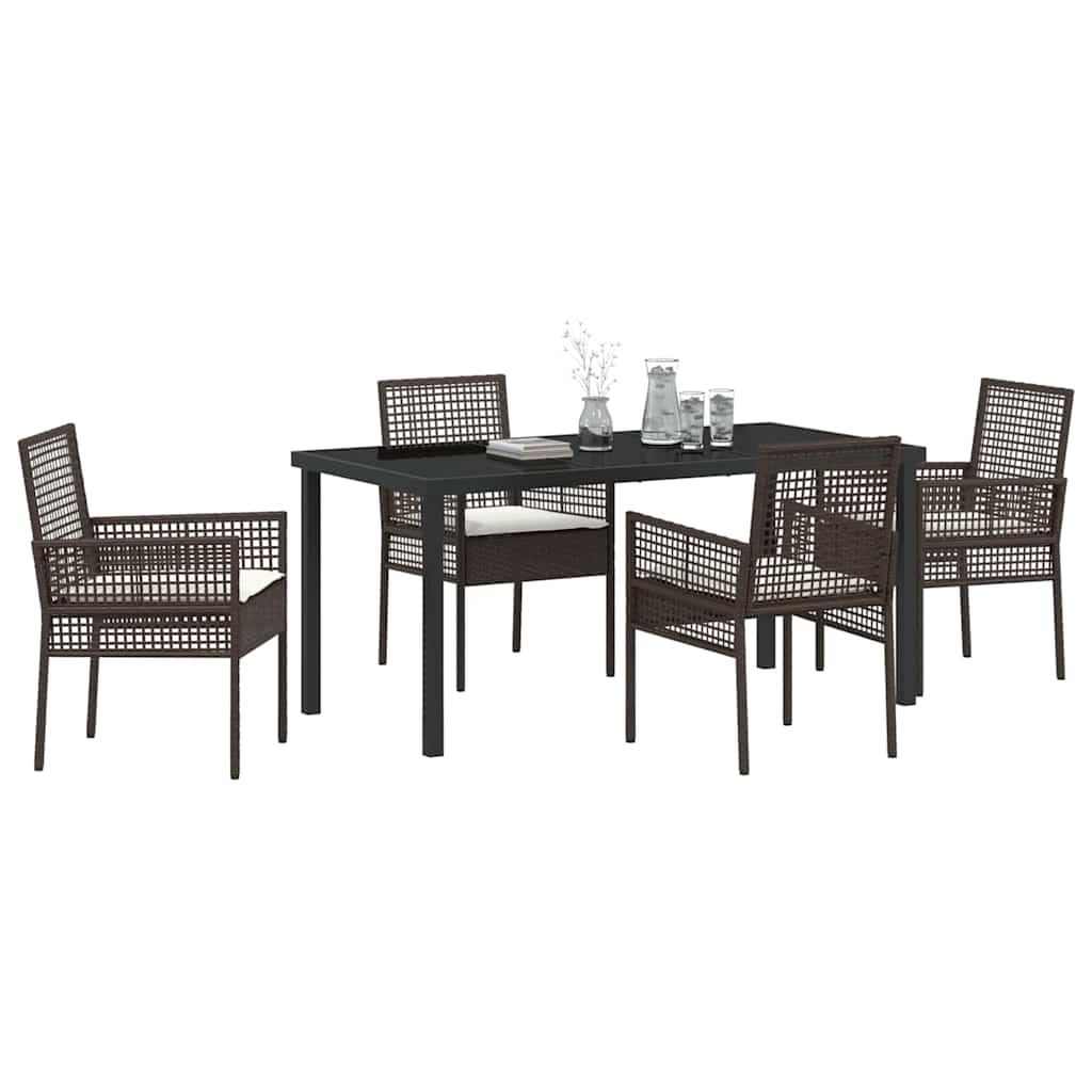Garten Essgruppe mit Kissen 5 pcs Braun Poly Rattan