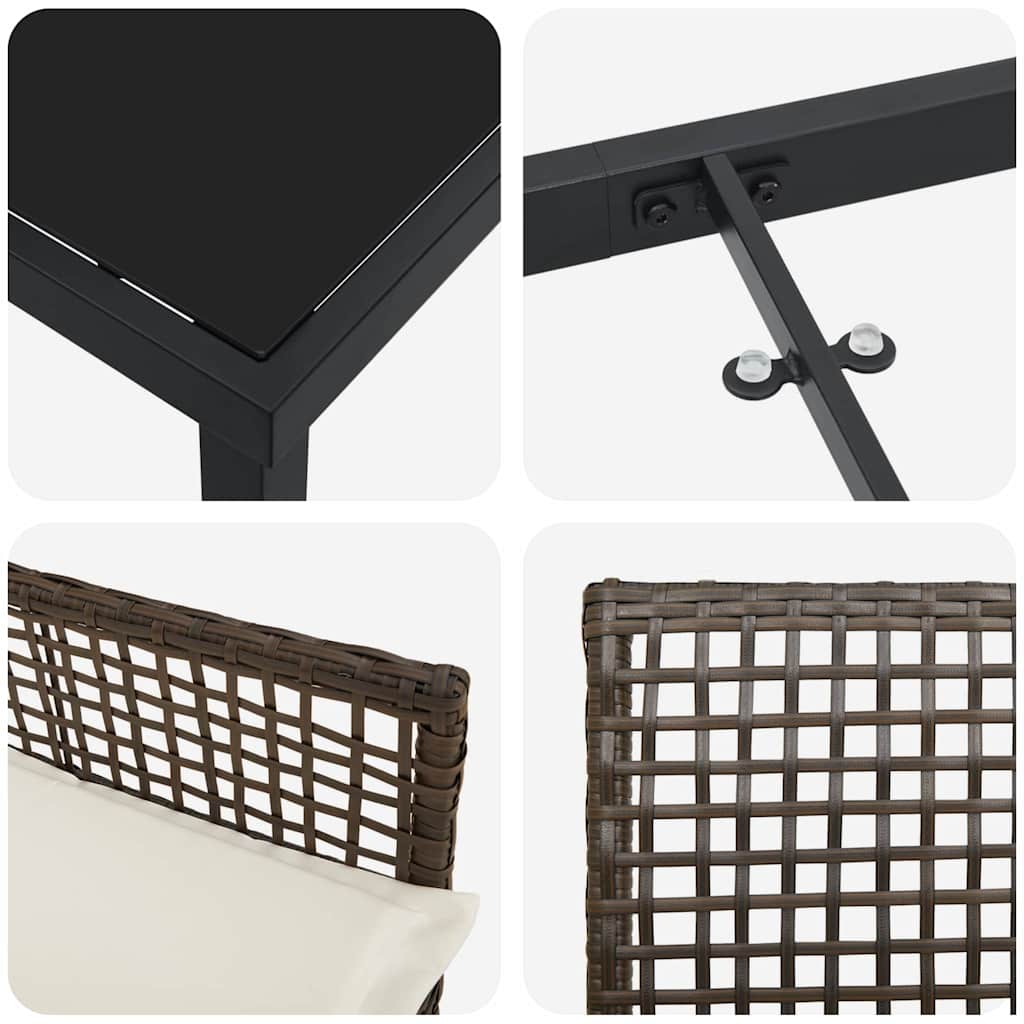 Garten Essgruppe mit Kissen 7 pcs Braun Poly Rattan