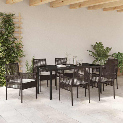 Garten Essgruppe mit Kissen 7 pcs Braun Poly Rattan