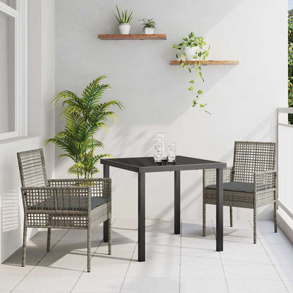 Garten Essgruppe mit Kissen 3 pcs Grau Poly Rattan
