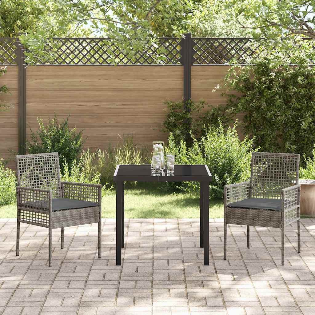 Garten Essgruppe mit Kissen 3 pcs Grau Poly Rattan