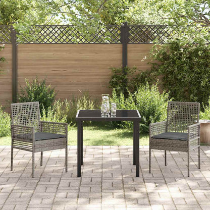Garten Essgruppe mit Kissen 3 pcs Grau Poly Rattan