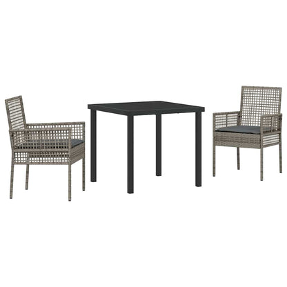 Garten Essgruppe mit Kissen 3 pcs Grau Poly Rattan