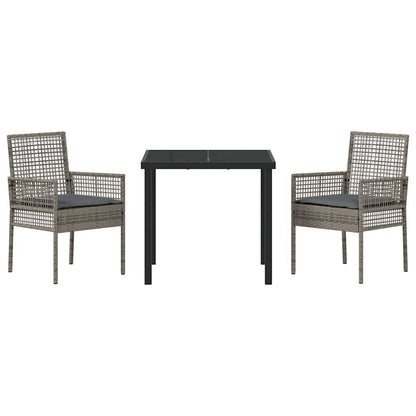 Garten Essgruppe mit Kissen 3 pcs Grau Poly Rattan