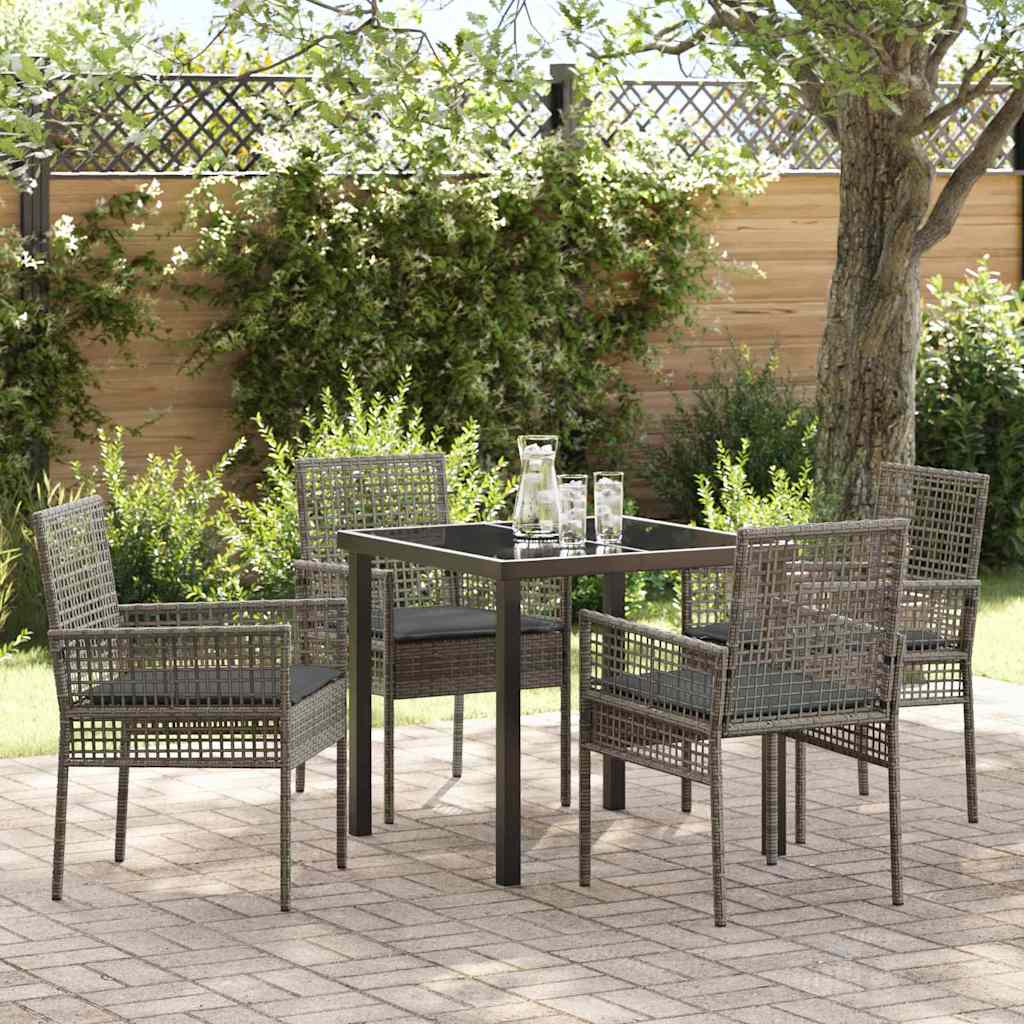 Garten Essgruppe mit Kissen 5 pcs Grau Poly Rattan