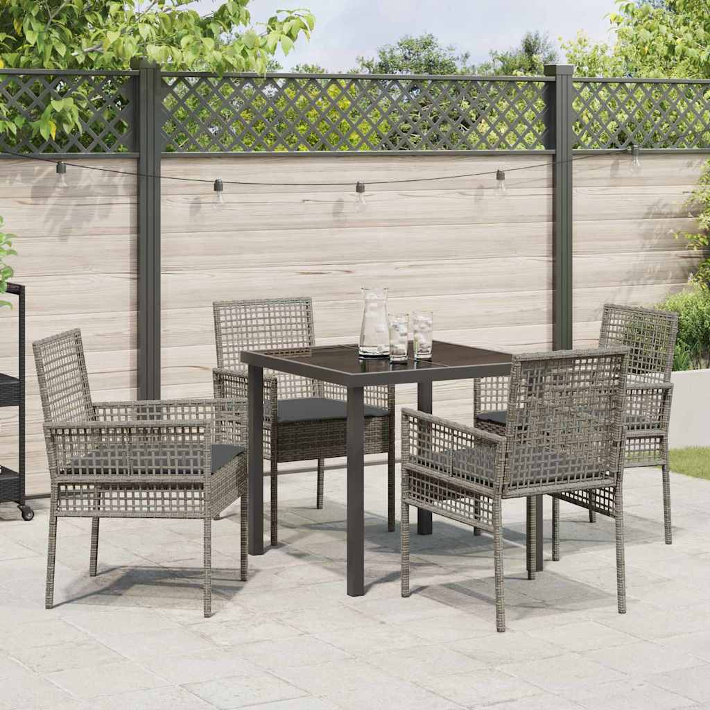 Garten Essgruppe mit Kissen 5 pcs Grau Poly Rattan
