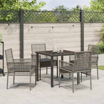 Garten Essgruppe mit Kissen 5 pcs Grau Poly Rattan
