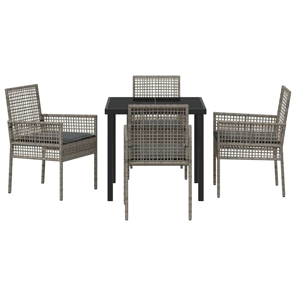 Garten Essgruppe mit Kissen 5 pcs Grau Poly Rattan