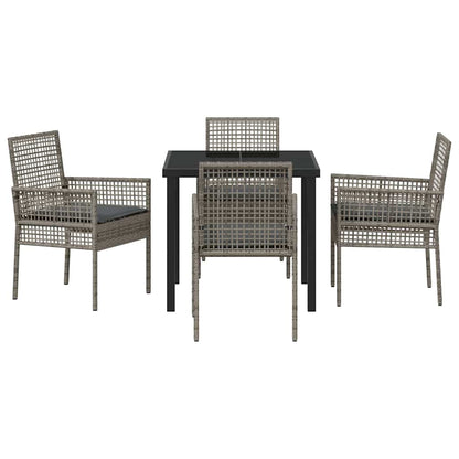 Garten Essgruppe mit Kissen 5 pcs Grau Poly Rattan