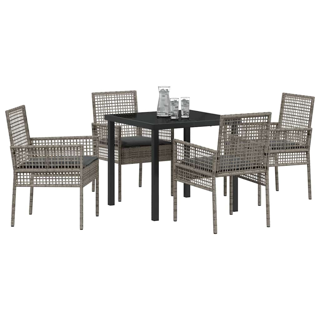 Garten Essgruppe mit Kissen 5 pcs Grau Poly Rattan