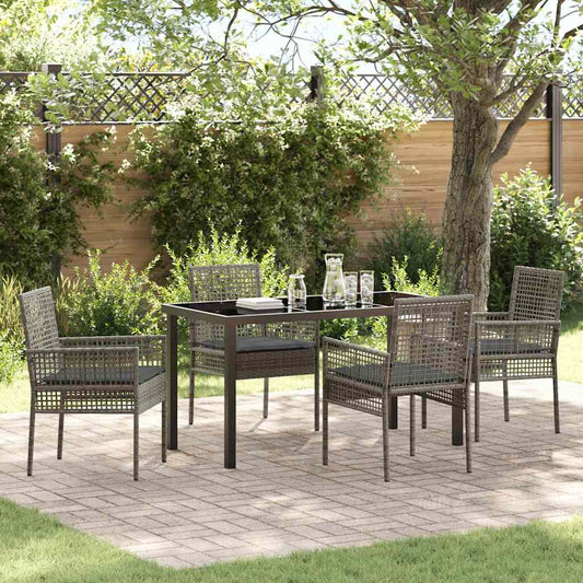Garten Essgruppe mit Kissen 5 pcs Grau Poly Rattan