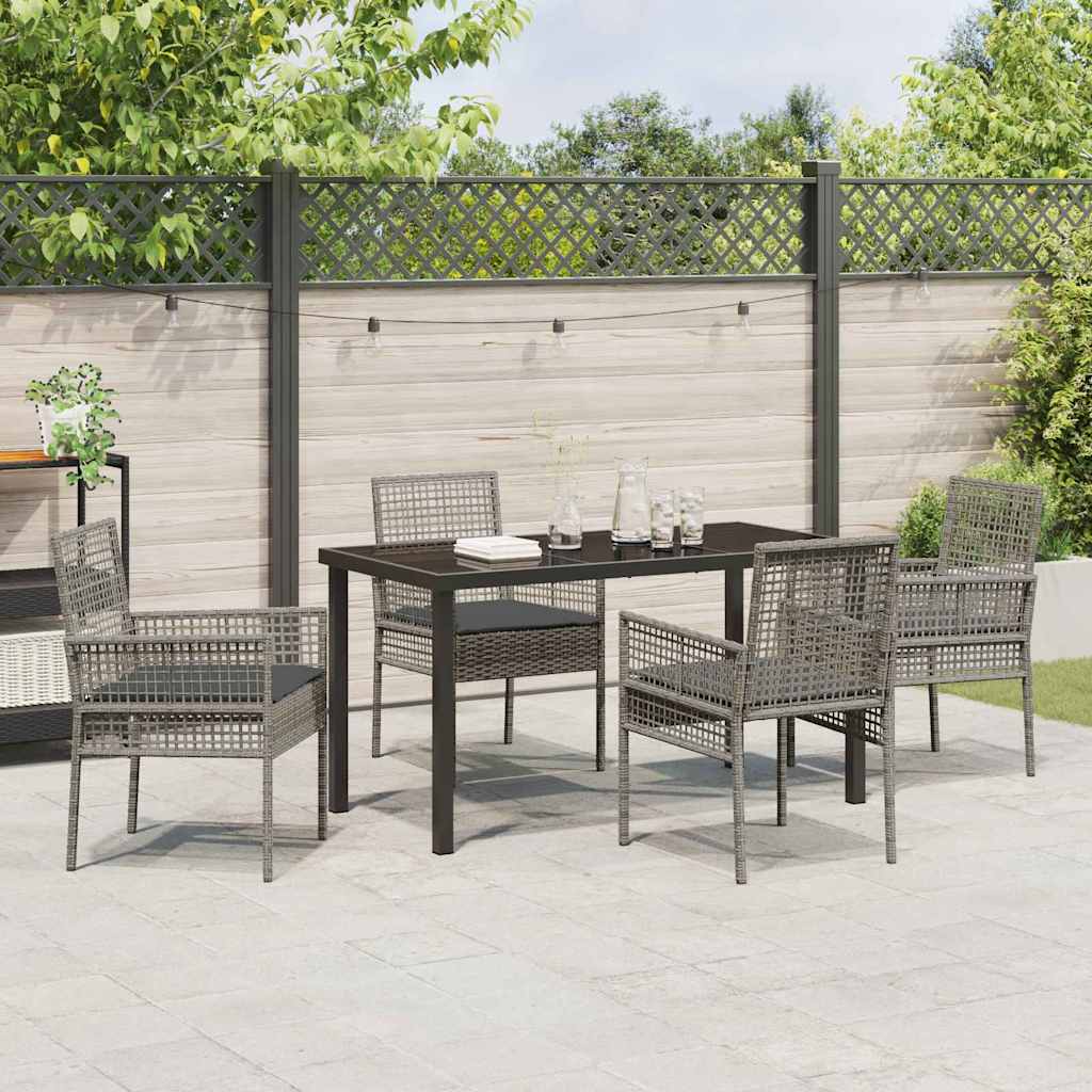 Garten Essgruppe mit Kissen 5 pcs Grau Poly Rattan