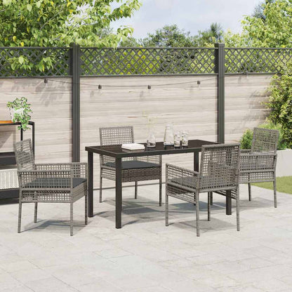 Garten Essgruppe mit Kissen 5 pcs Grau Poly Rattan