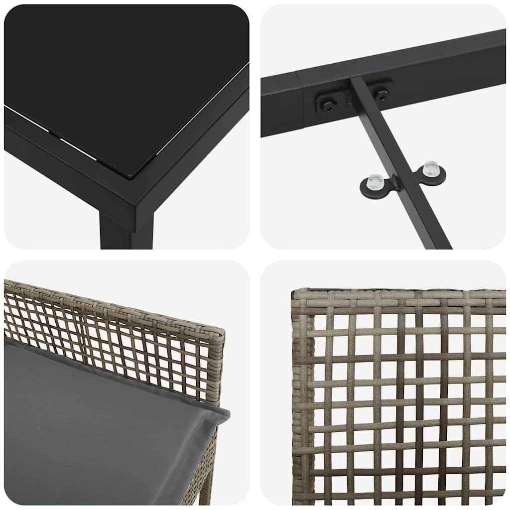 Garten Essgruppe mit Kissen 5 pcs Grau Poly Rattan