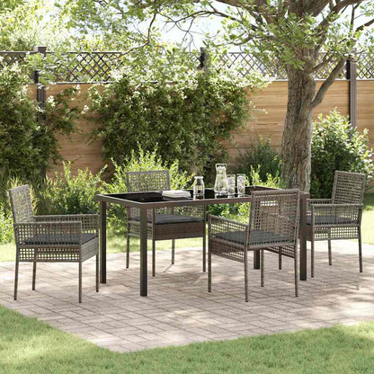 Garten Essgruppe mit Kissen 5 pcs Grau Poly Rattan