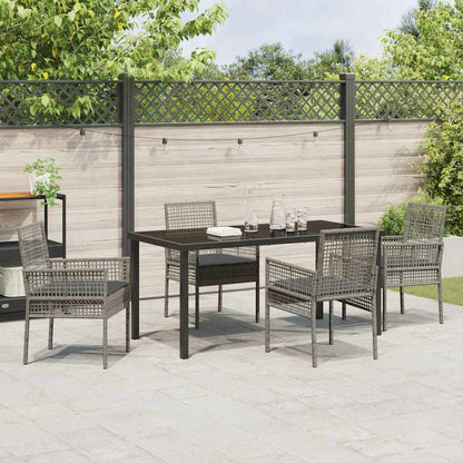 Garten Essgruppe mit Kissen 5 pcs Grau Poly Rattan