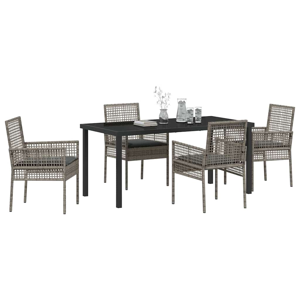 Garten Essgruppe mit Kissen 5 pcs Grau Poly Rattan