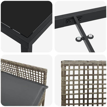 Garten Essgruppe mit Kissen 7 pcs Grau Poly Rattan